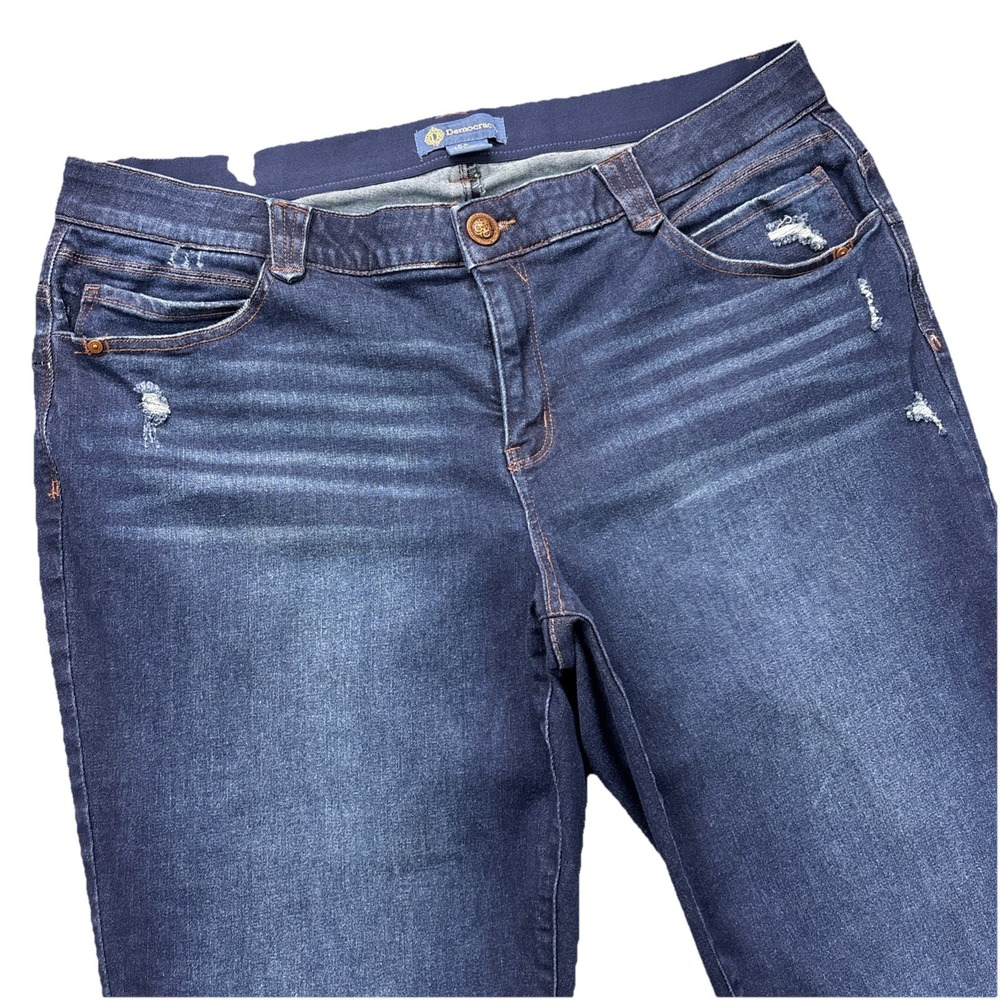 Democracy Ab Solution Jeans Womens 22W Elastic Waist Blue Denim Straight Stretch
